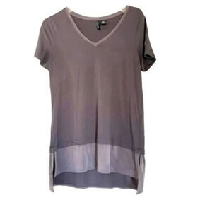 Cynthia Rowley charcoal gray solid t-shirt hi-low hemline size Medium EUC